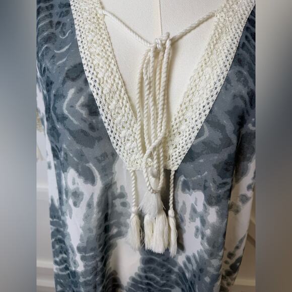 NWT Koy Resort Varadero Tassel Crochet Tie Dye Kaftan Swim Cover Up Size Large - Picture 4 of 11